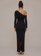 Adeline Asymmetric Ruched Maxi Dress