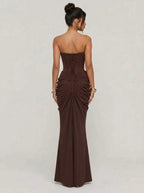Oriana Satin and Chiffon Maxi Dress