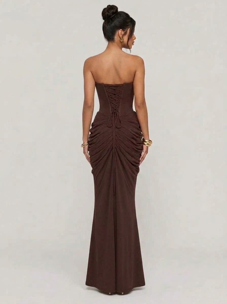 Oriana Satin and Chiffon Maxi Dress