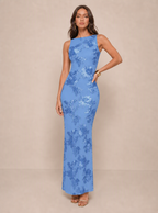Rae Sera Marielle Floral Embroidered Maxi Dress in brown