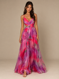 Rae Sera Isadora Watercolor Cutout Maxi Dress in red and pink