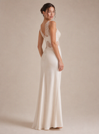 Rae Sera Liora Lace-Waist Satin Maxi Dress in white