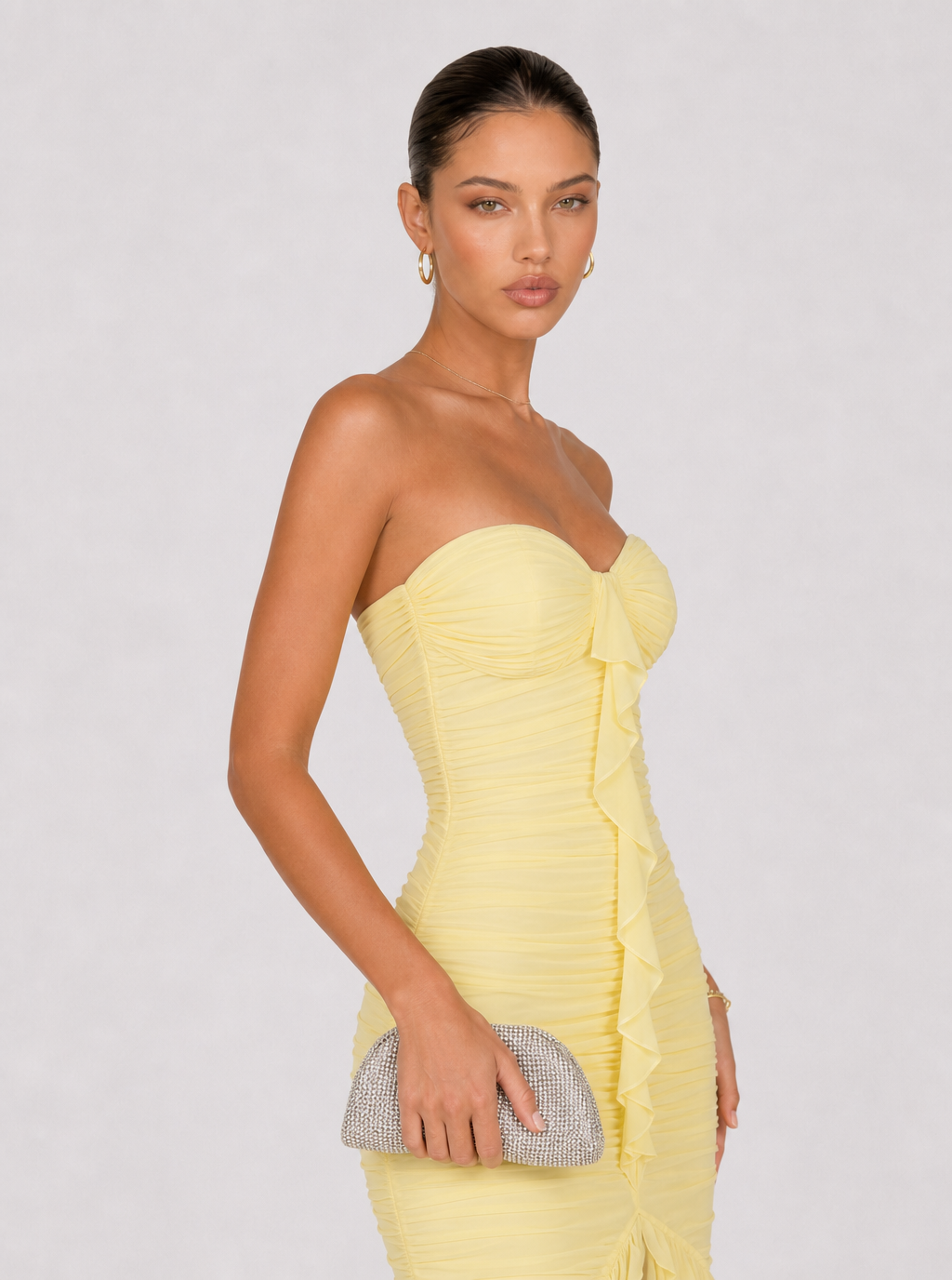 Rae Sera Cressida Strapless Ruffle Maxi Dress in yellow