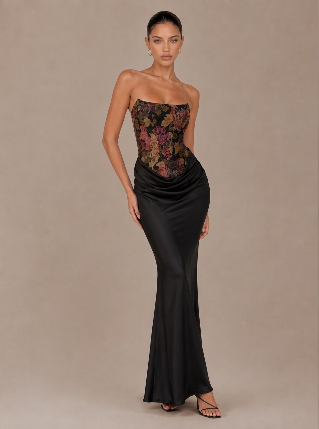 Rae Sera Maelle Floral Jacquard Maxi Dress in black