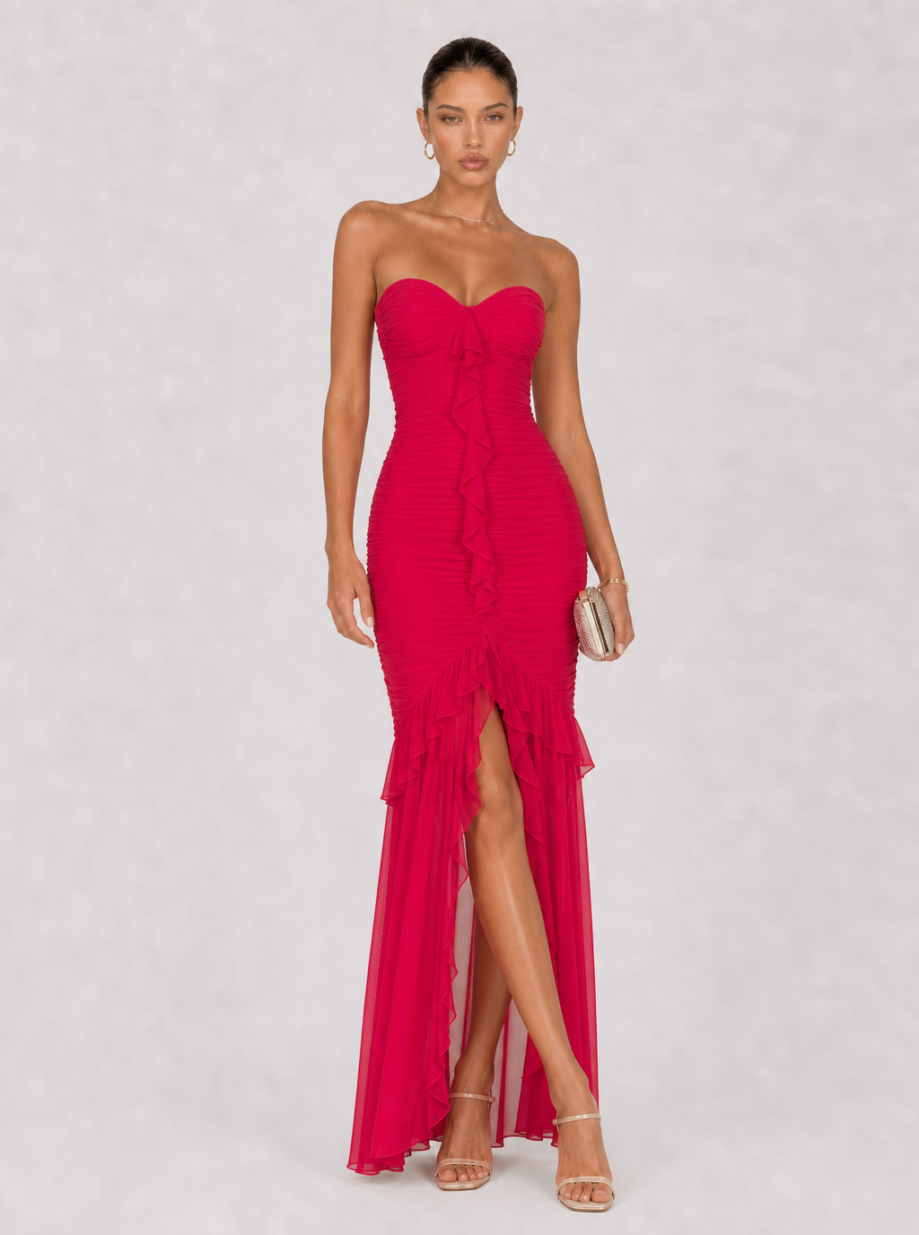 Rae Sera Cressida Strapless Ruffle Maxi Dress in yellow