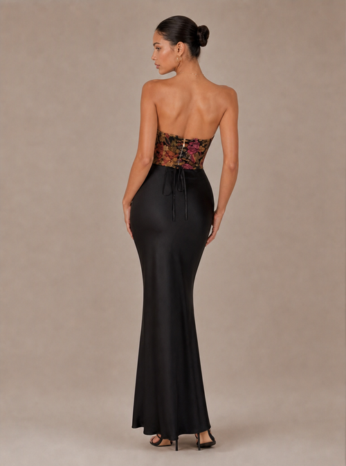 Rae Sera Maelle Floral Jacquard Maxi Dress in black