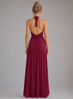 Rae Sera Mireille Halter Split Maxi Dress in magenta