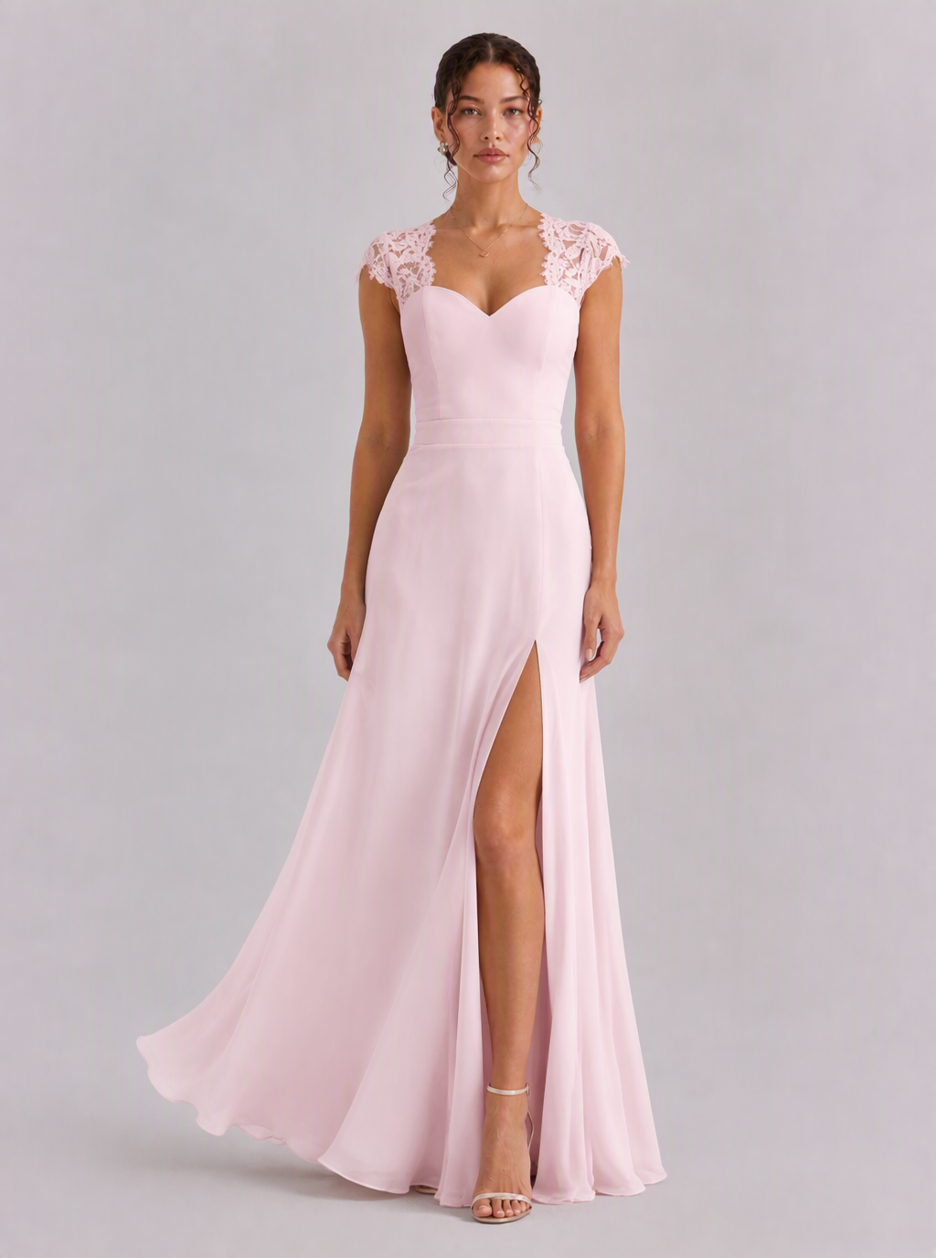 Rae Sera Felicity Lace-Back Chiffon Maxi Dress in burgundy