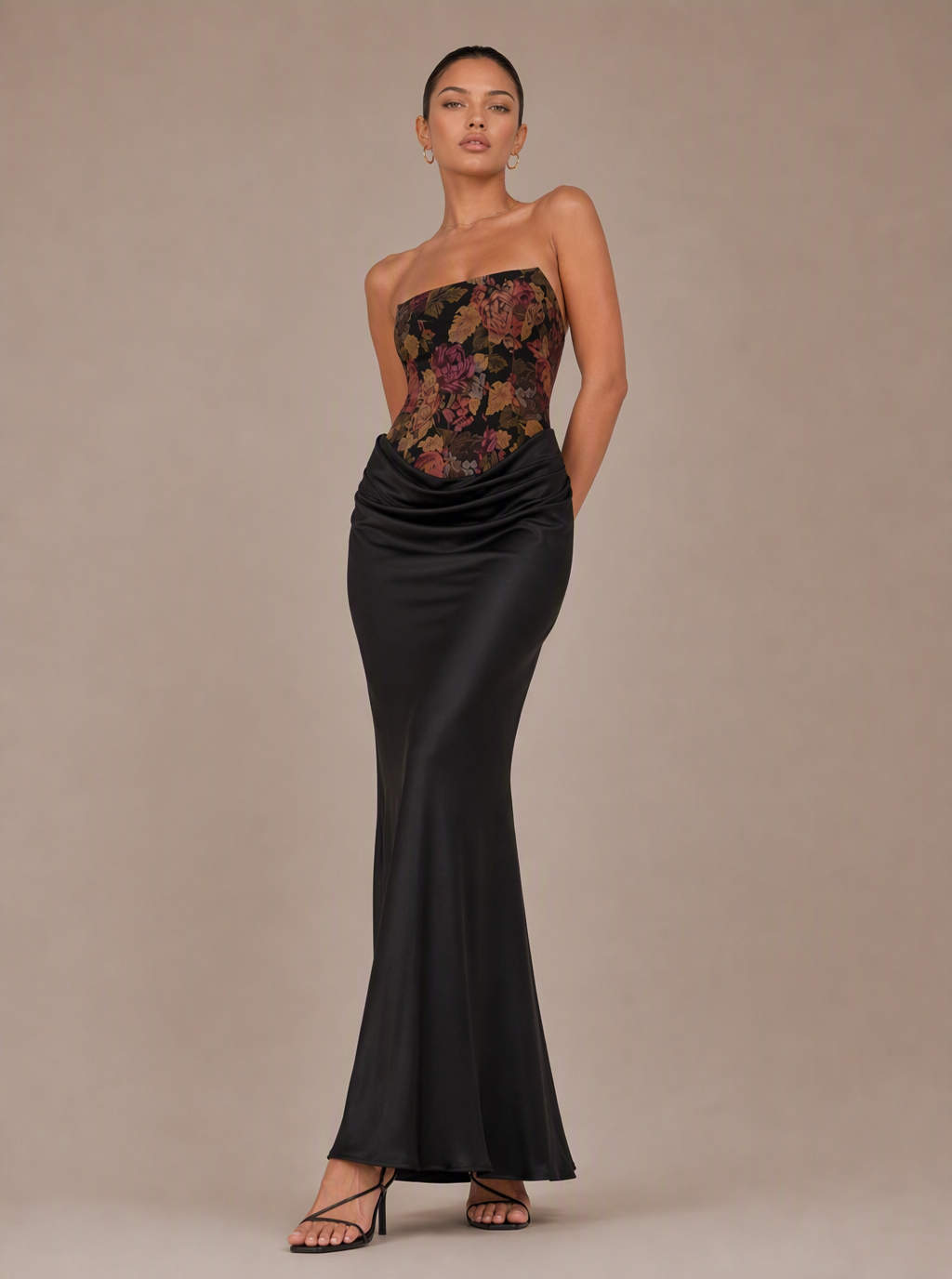 Rae Sera Maelle Floral Jacquard Maxi Dress in black