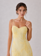 Rae Sera Elodie Embroidered Ruffle Maxi Dress in yellow