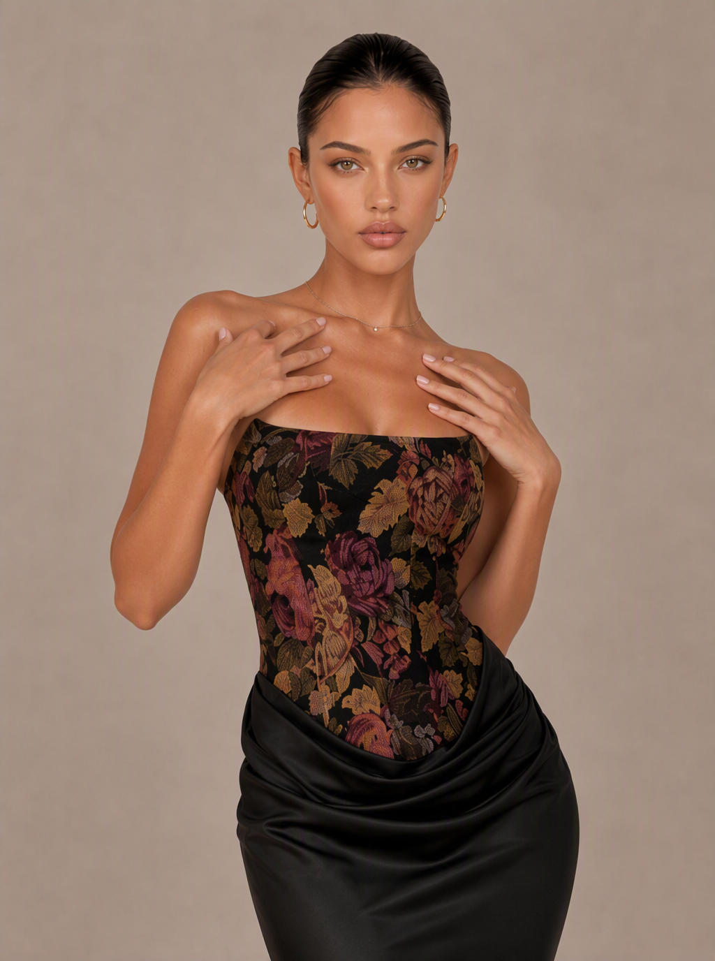 Rae Sera Maelle Floral Jacquard Maxi Dress in black