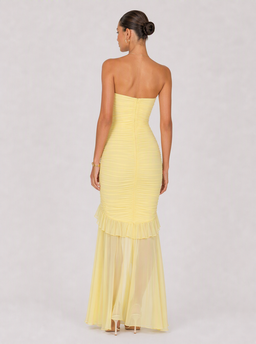 Rae Sera Cressida Strapless Ruffle Maxi Dress in yellow
