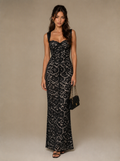Rae Sera Delphine Sweetheart Lace Maxi Dress in black