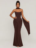 Oriana Satin and Chiffon Maxi Dress