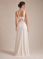 Rae Sera Liora Lace-Waist Satin Maxi Dress in white